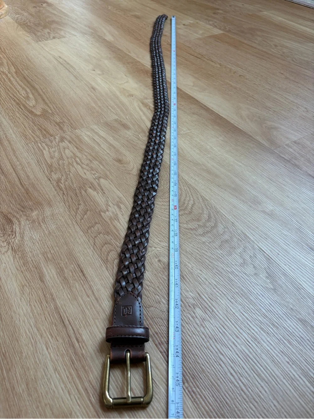 Vintage Ralph Lauren Double RL Brown Woven Braided Leather Men’s Belt 38